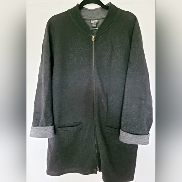 Nomadic Traders Women's 98%Wool Jacket Cardigan Zip Black Stand Collar XL - Picture 16 of 16